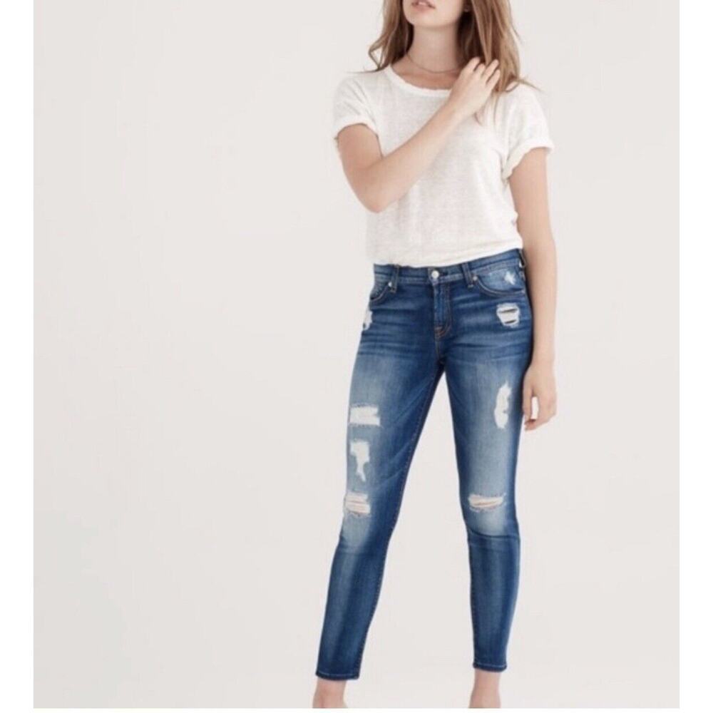 7 For All Mankind the Skinny Denim‎ Size 29 Dark Wash Mid Rise 29 in Inseam Blue